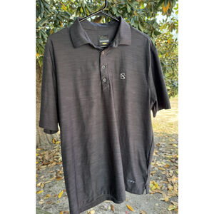 Greg Norman Play Dry Mens Polo Large Short Sleeve Dark Gray Camo Embroidered